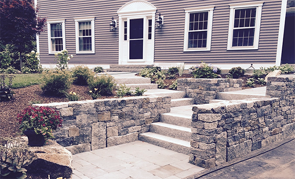 Bedford NH stone wall front entry