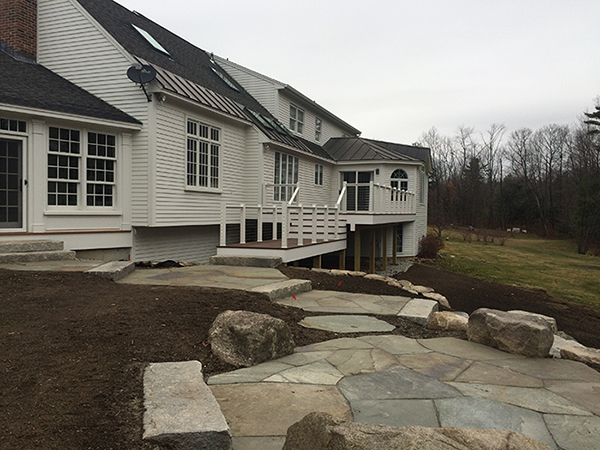 Hollis NH Landscape design with deck and patio