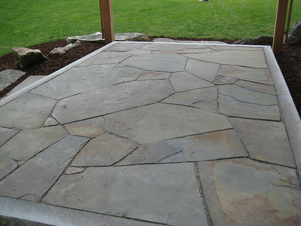 Custom stone patio in Bedford NH