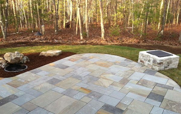 Large stone patio in Goffstown NH